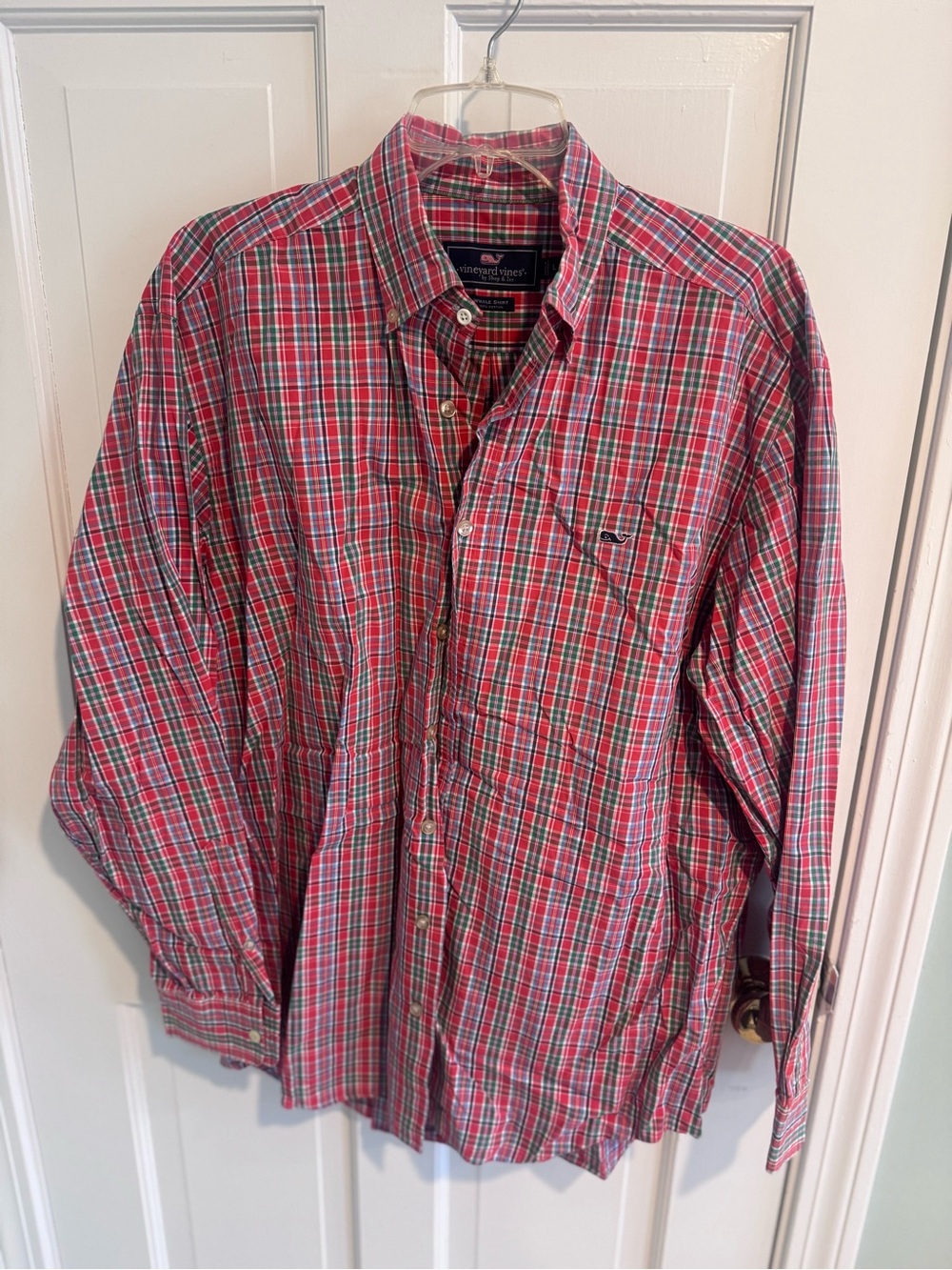 Vineyard Vines Red and Green Plaid Button-Down Shirt - Men's